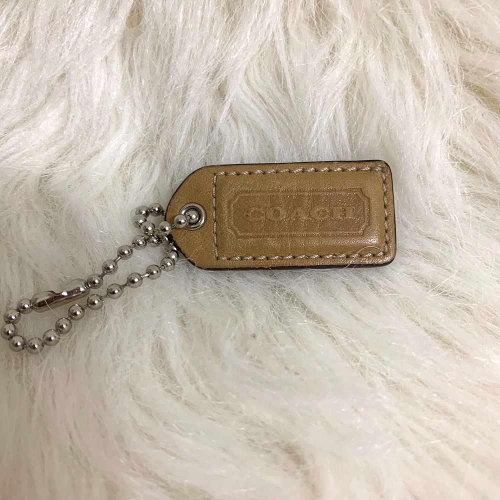 Authentic COACH Camel Brown Leather 2" Lozenge Hang Tag Purse Charm Fob H62